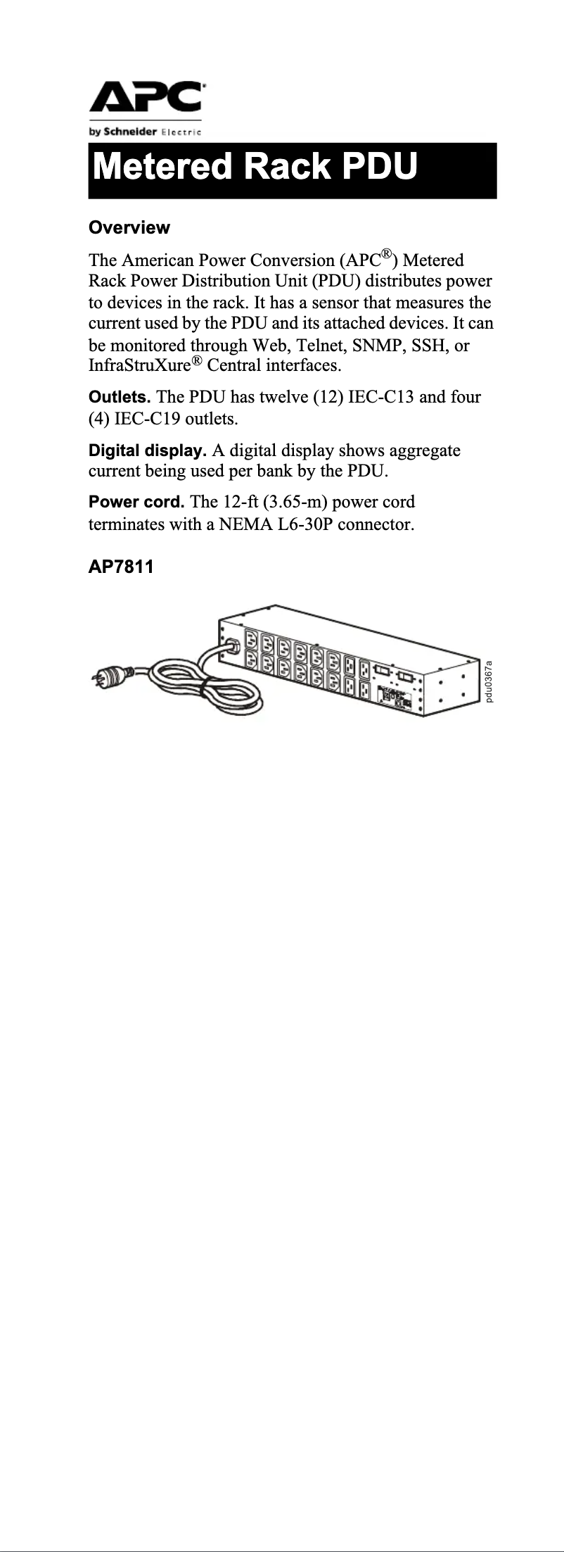 First page image of the manual for AP7811