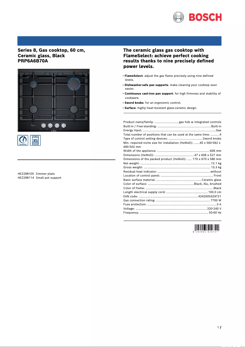 First page image of the manual for PRP6A6B70A