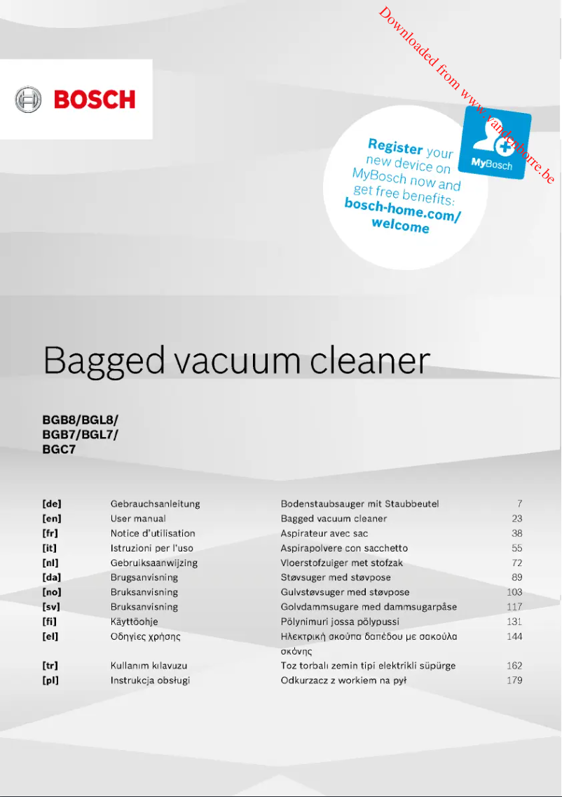 First page image of the manual for BGL8SIL6