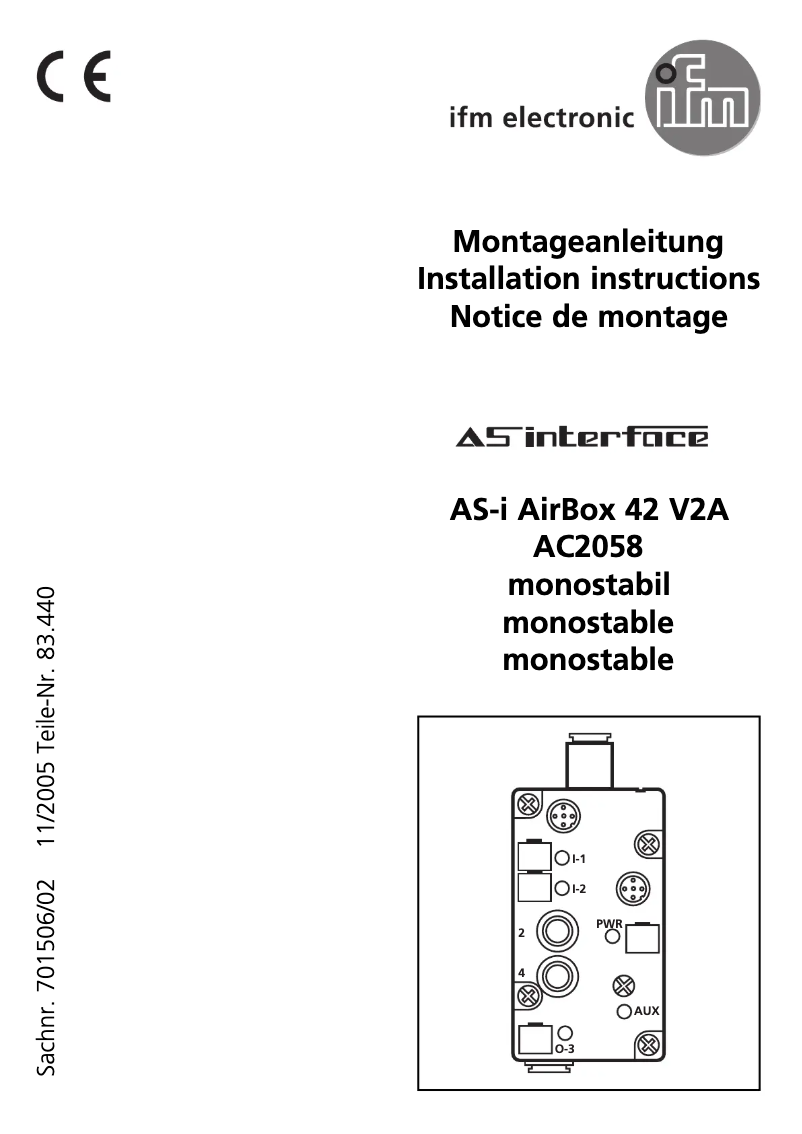 Page 1 of the manual User Manual IFM AC2058