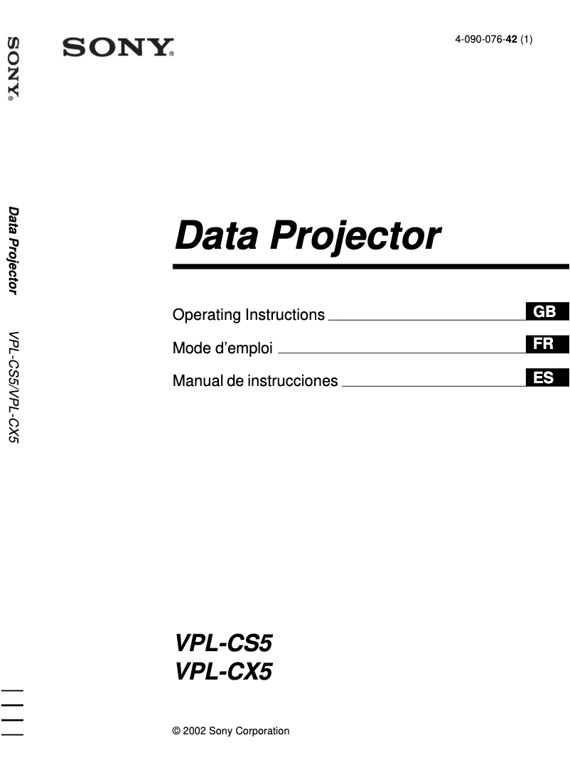 First page image of the manual for VPL-CX5