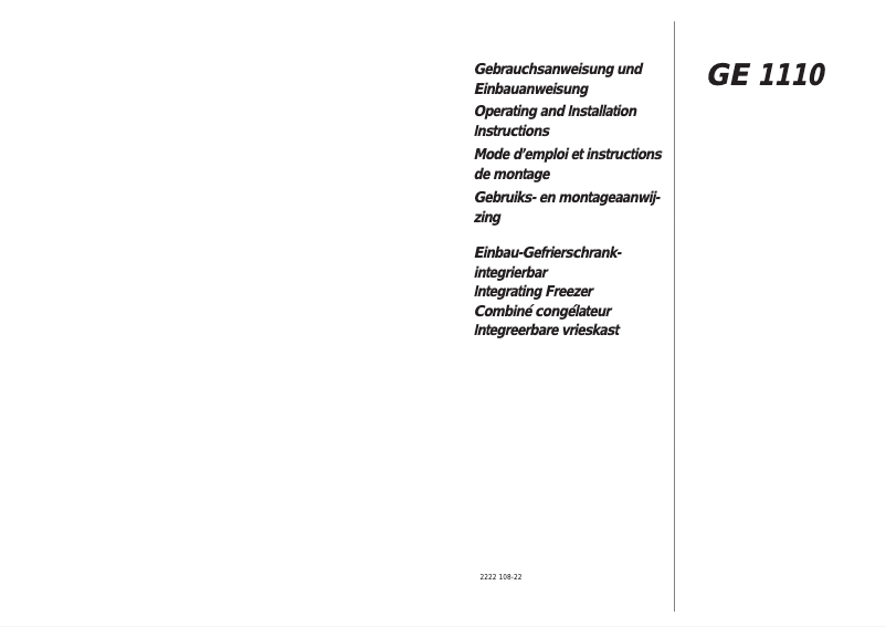 First page image of the manual for GE1110