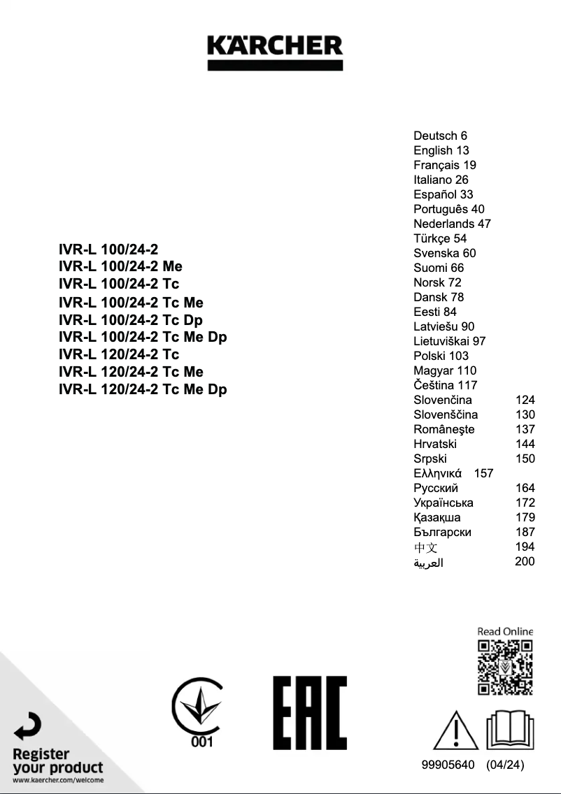 Page 1 of the manual User Manual Kärcher IVR-L 120/24-2 Tc Me Dp