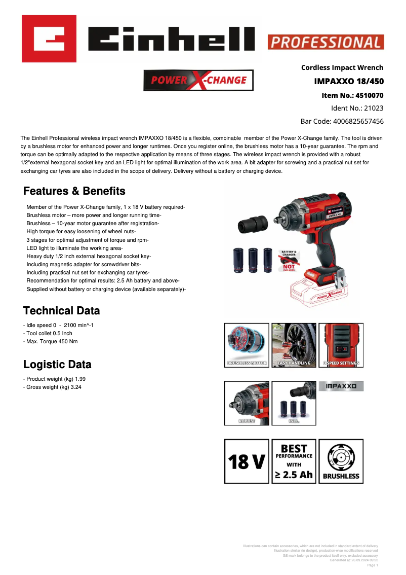 First page image of the manual for IMPAXXO 18/450