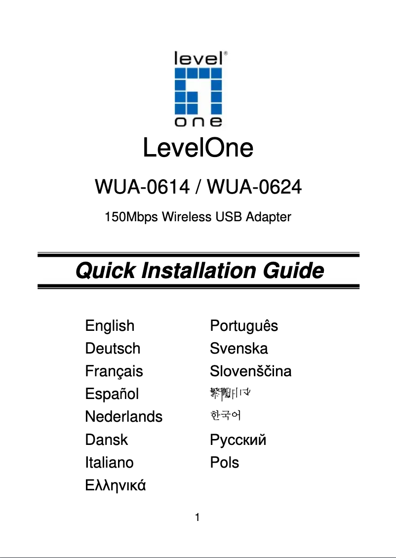 Page 1 of the manual User Manual LevelOne WUA-0614