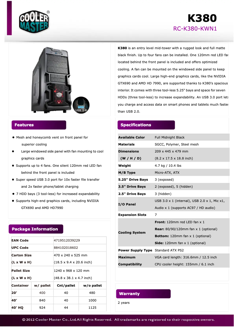 First page image of the manual for K380