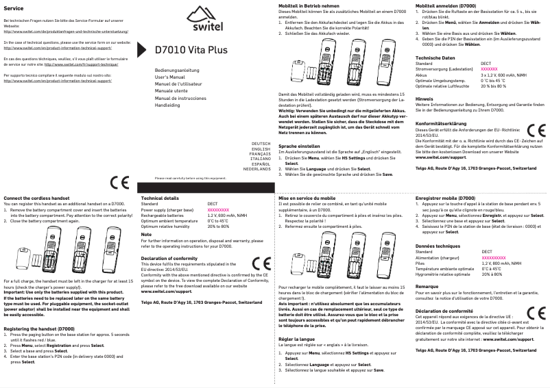 First page image of the manual for D7010