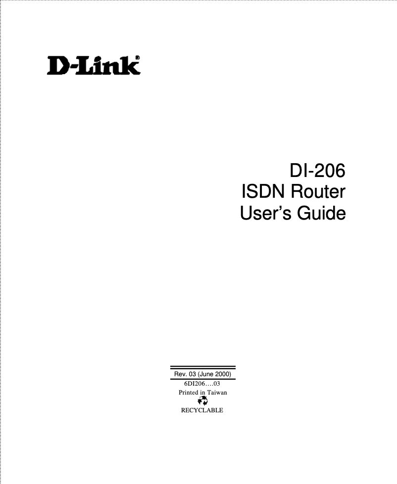 Page 1 of the manual User Manual D-Link DI-206