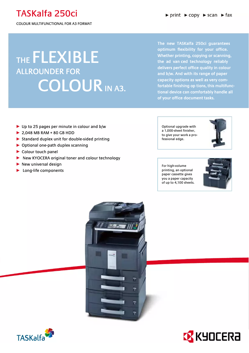 Page 1 of the manual Technical Sheet Kyocera TASKalfa 250ci