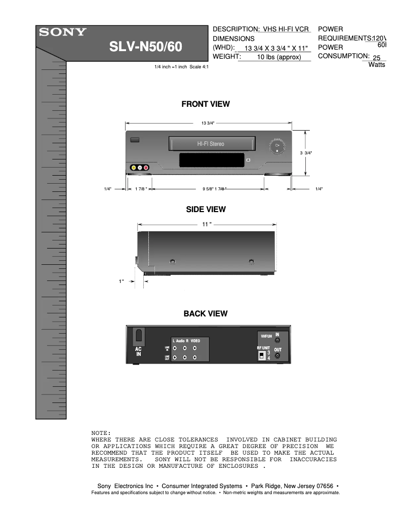 First page image of the manual for SLV-N50