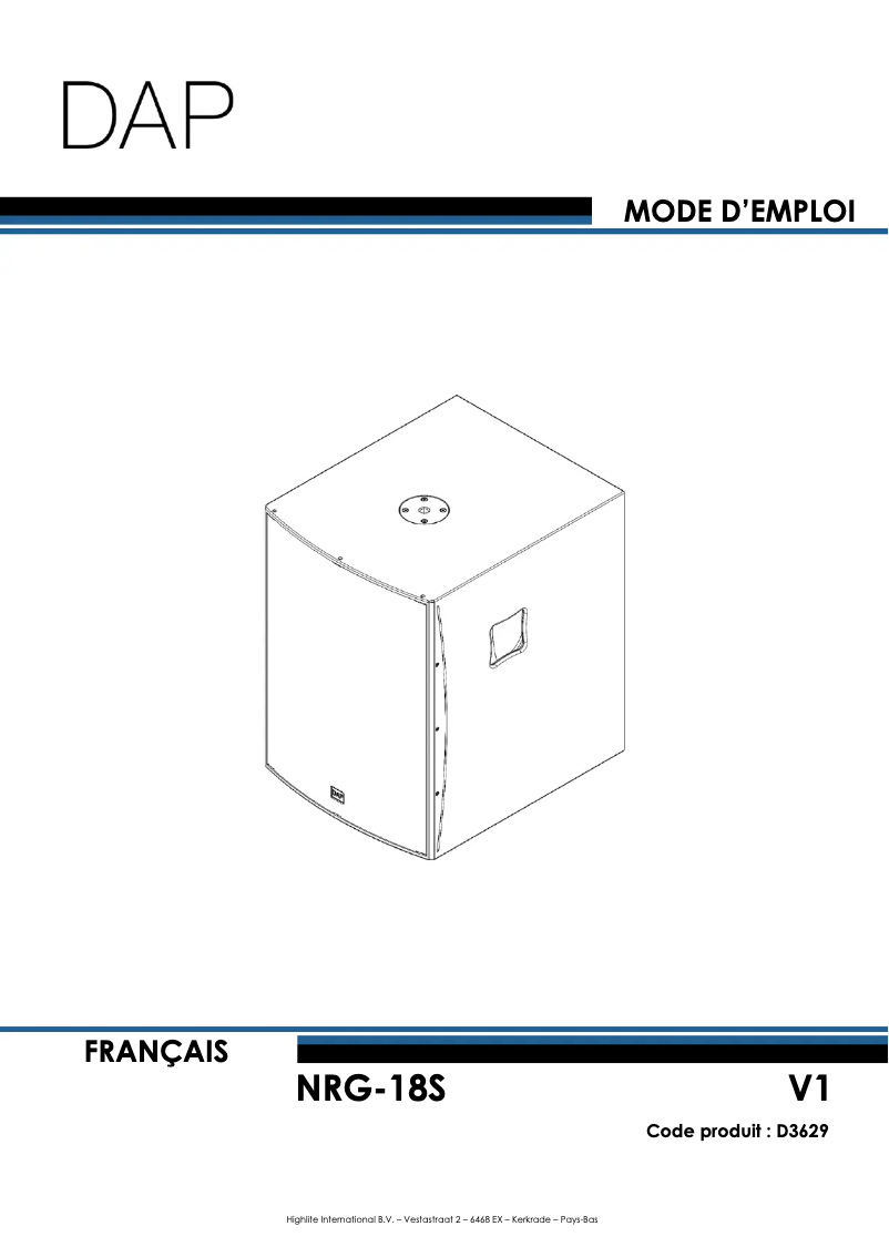 Page 1 de la notice Manuel utilisateur DAP-Audio NRG-18S