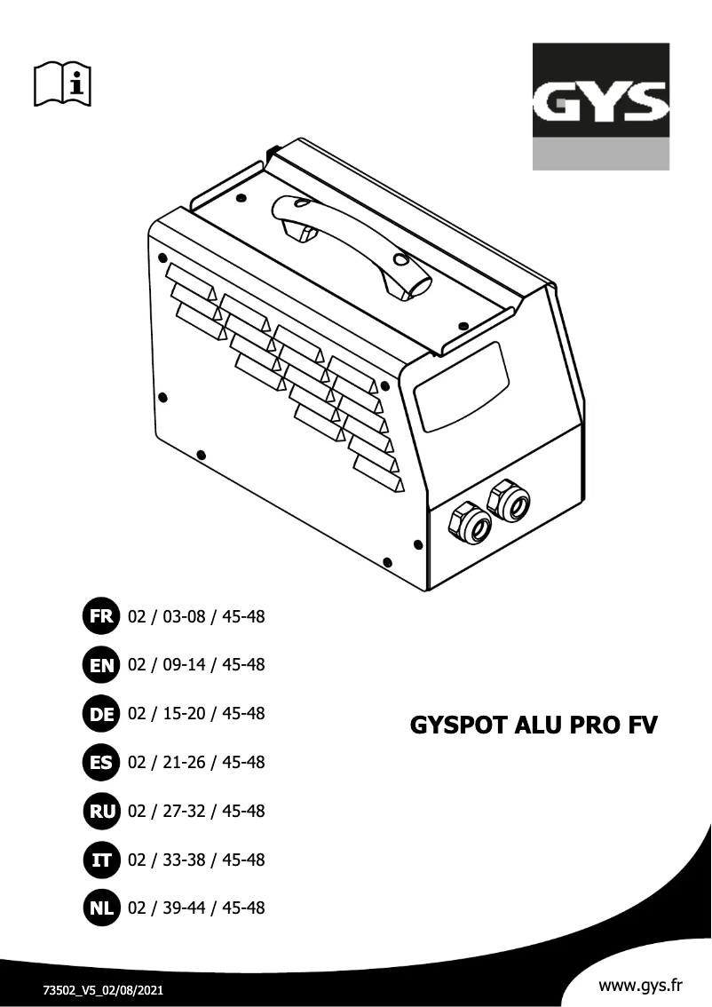 First page image of the manual for Gyspot ALU PRO FV
