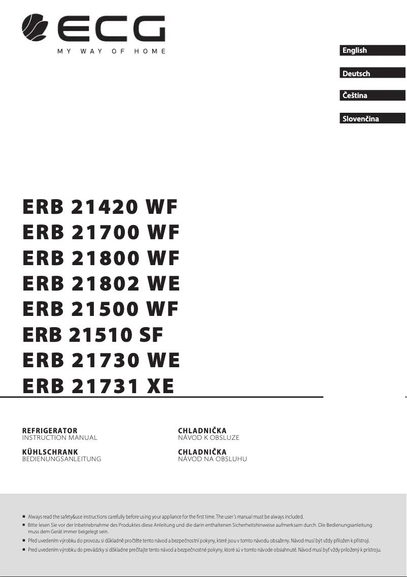Image de la première page du manuel de l'appareil ERB 21730 WE