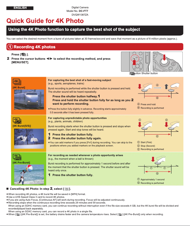 First page image of the manual for Lumix DC-FT7