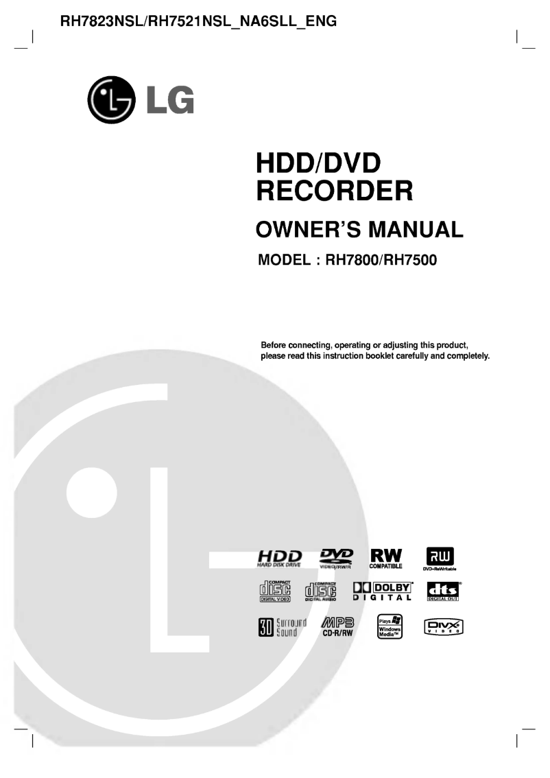 First page image of the manual for RH7823NP1L