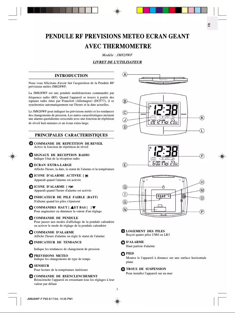 First page image of the manual for JM828WF