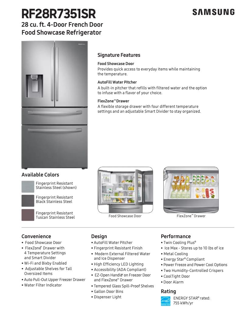 First page image of the manual for RF28R7351SR