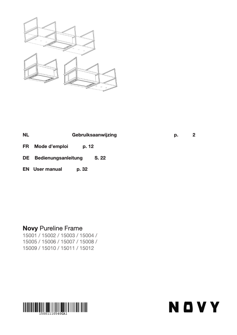 Page 1 of the manual User Manual Novy Pureline Frame 15005