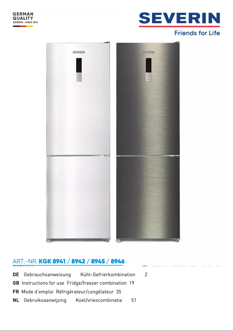 First page image of the manual for KGK 8945