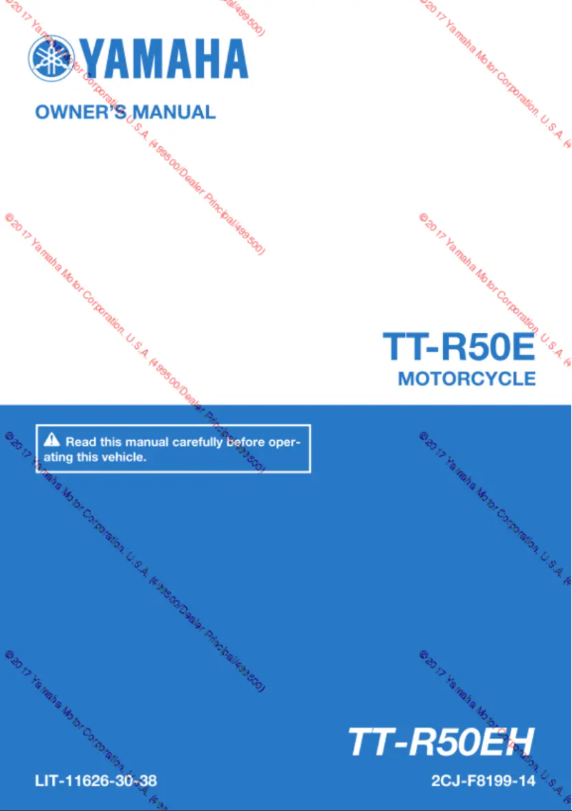 Page 1 of the manual User Manual Yamaha TT-R50E (2017)