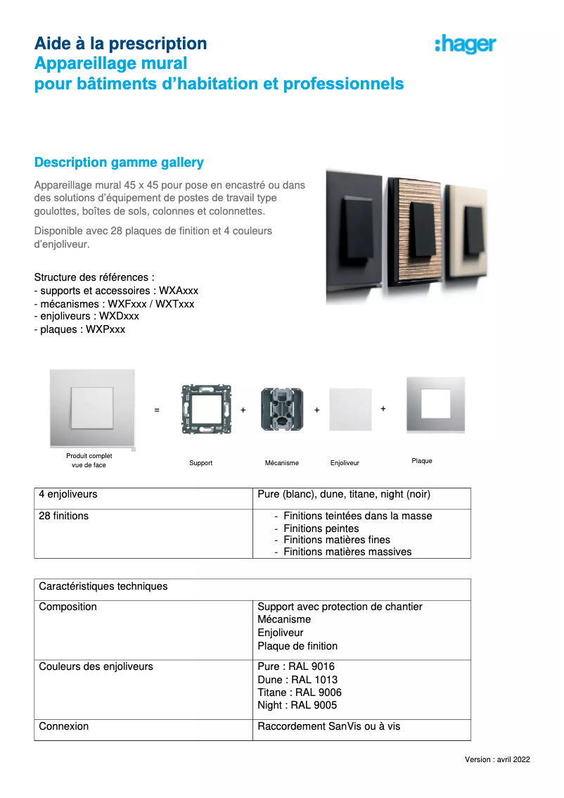 Page 1 of the manual Brochure Hager WXT324