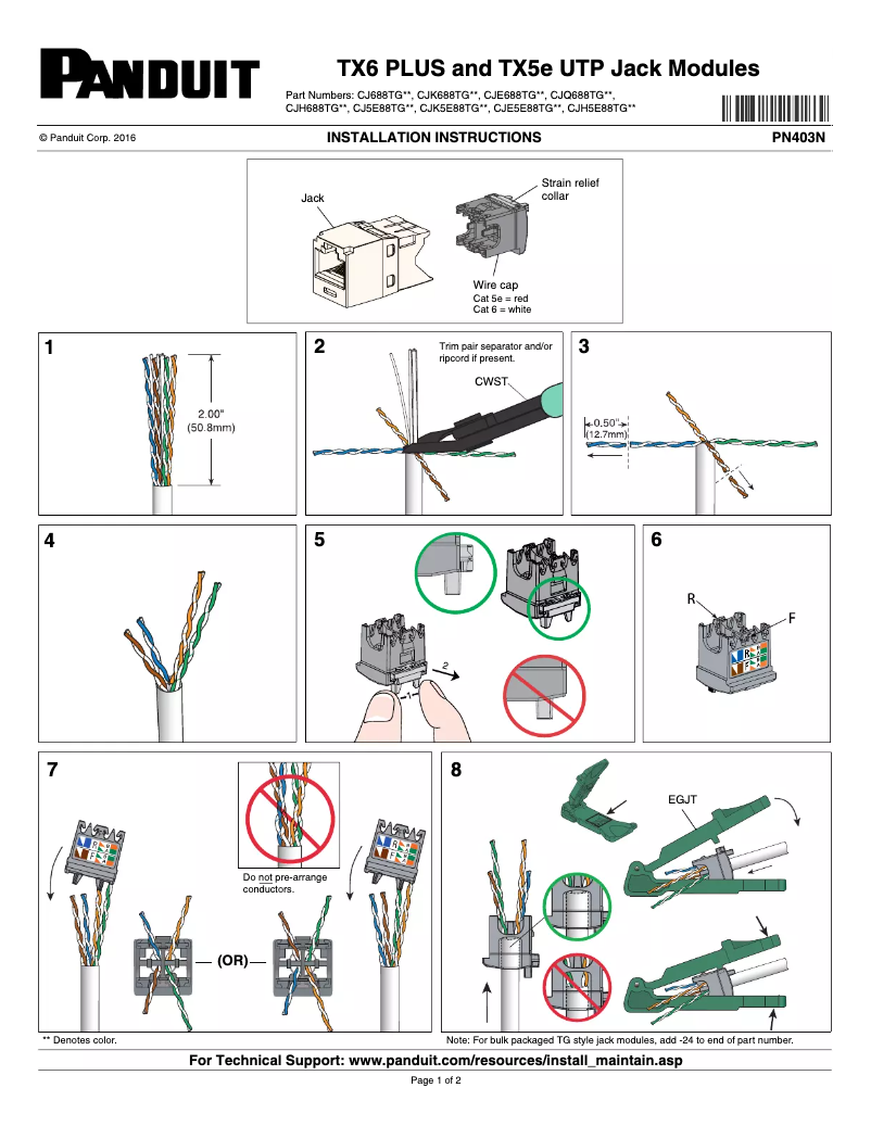Page 1 of the manual User Manual Panduit CJE688TGBL