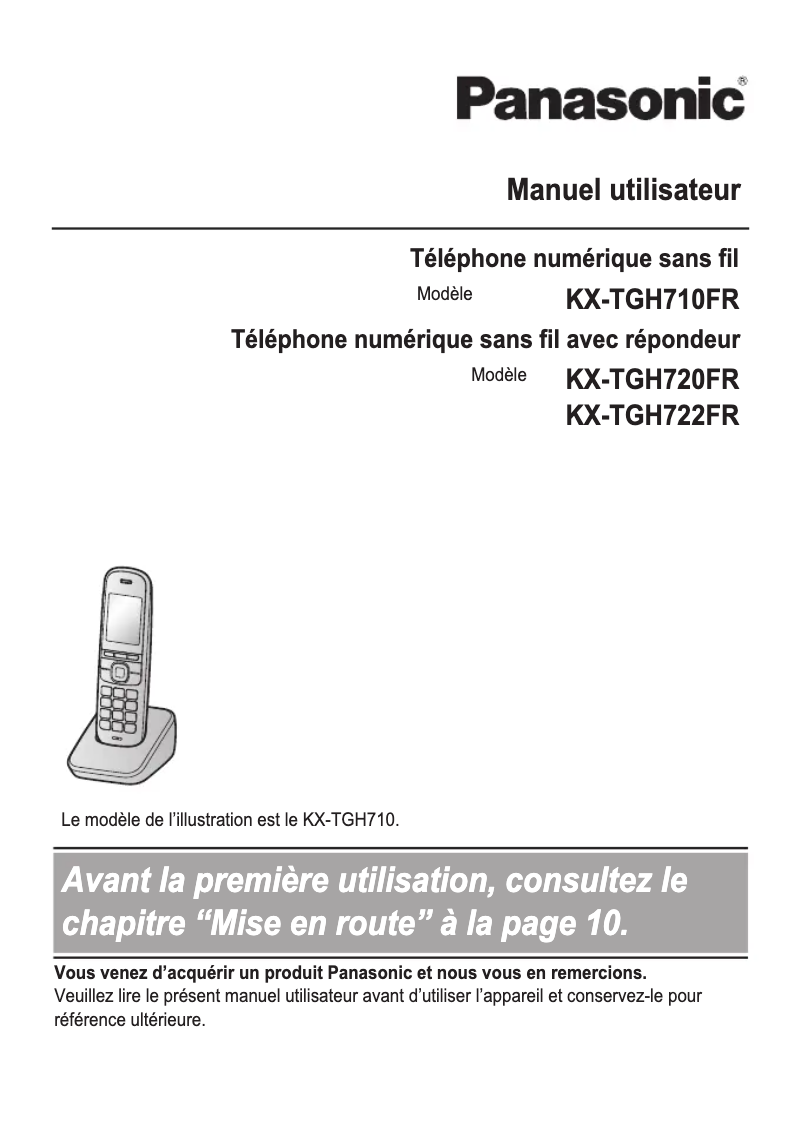 First page image of the manual for KX-TGH720FR