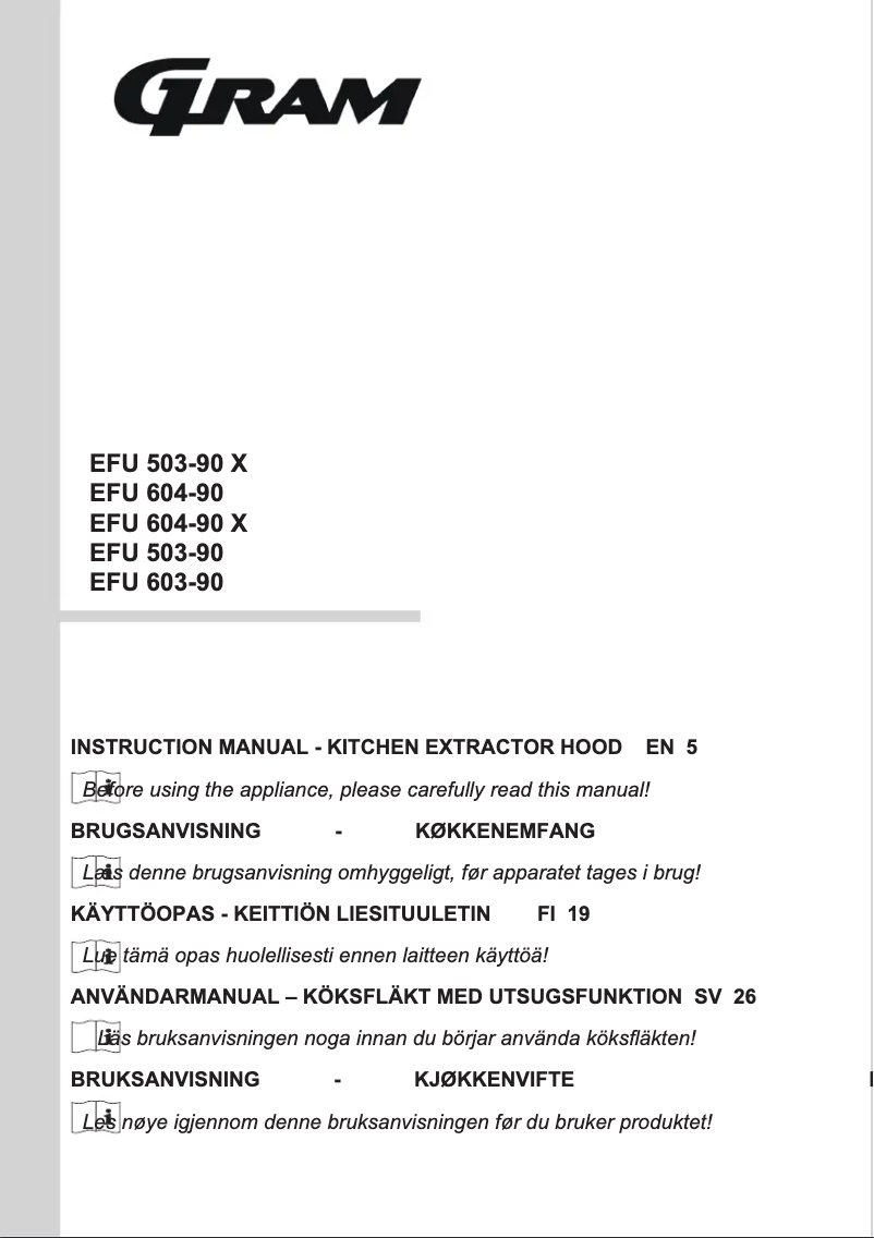 Page 1 of the manual Instruction Manual Gram EFU 603-90