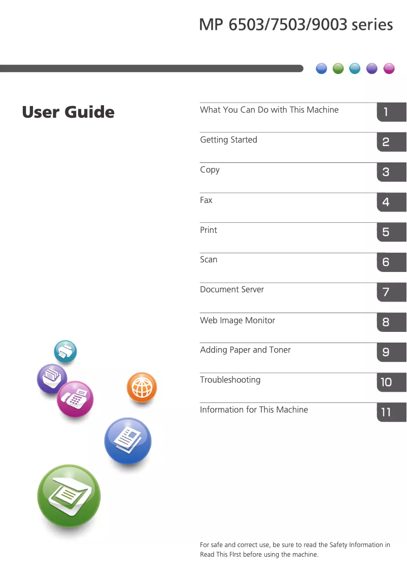 Page 1 of the manual User Manual Ricoh MP 7503