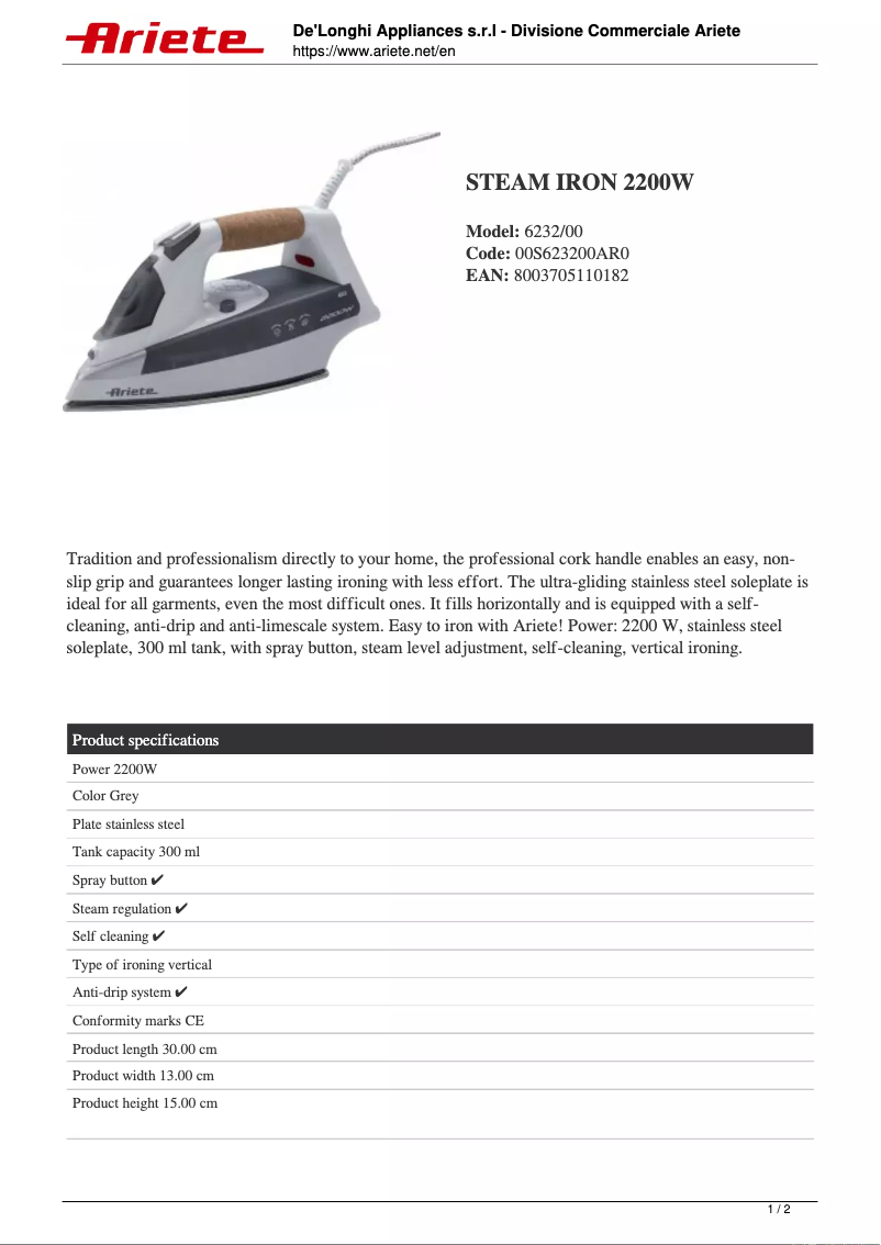 First page image of the manual for 6232