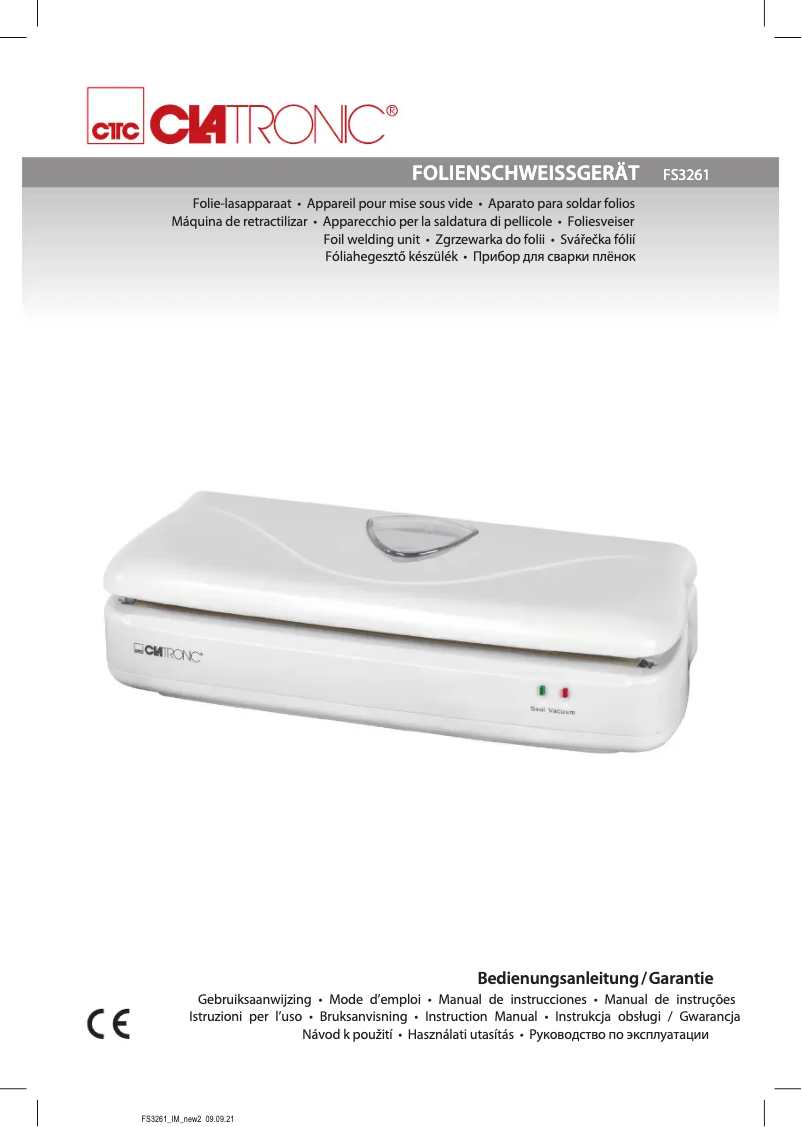 First page image of the manual for FS 3261