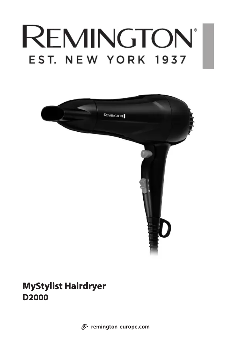First page image of the manual for MyStylist Hairdryer D2000