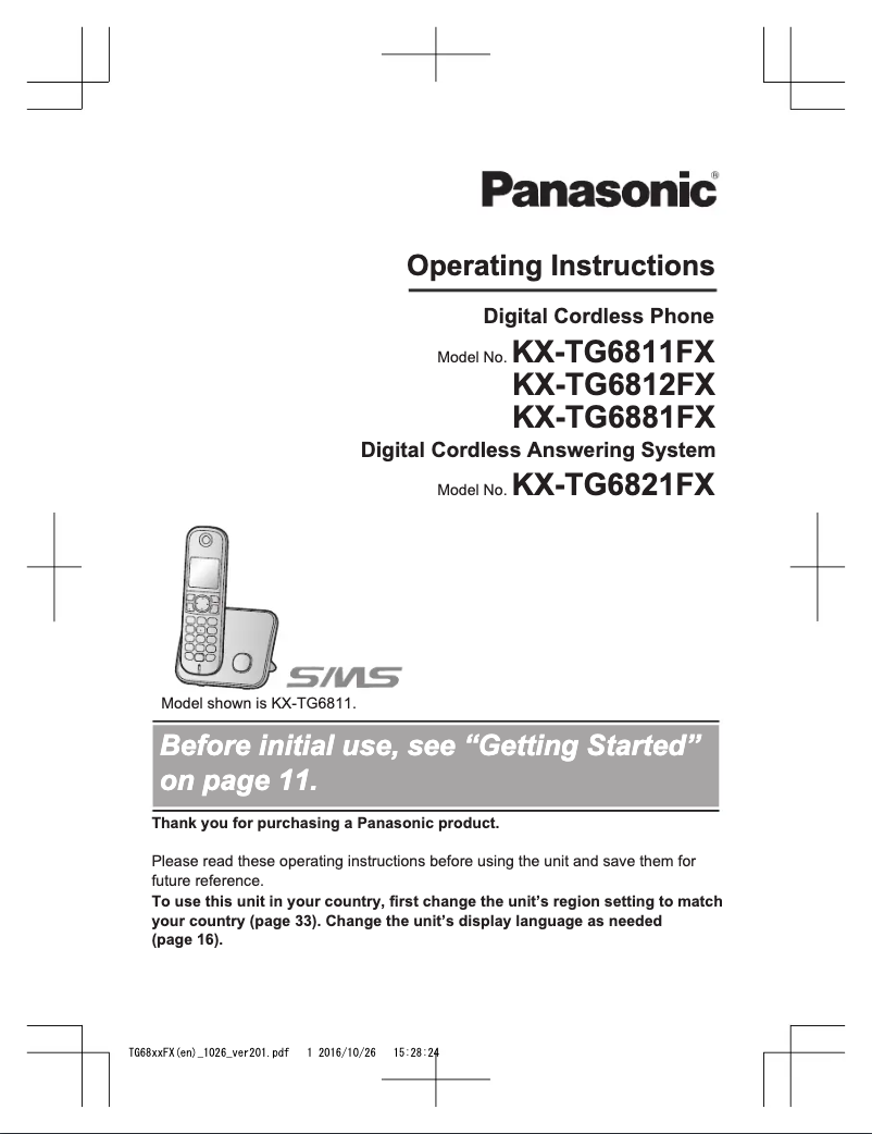 Page 1 of the manual User Manual Panasonic KX-TG6881