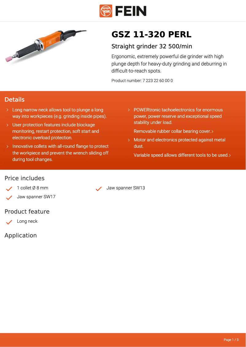 First page image of the manual for GSZ 11-320 PERL