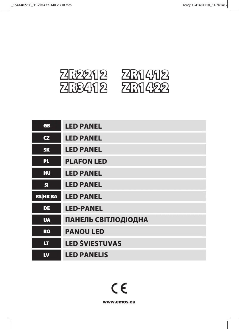 First page image of the manual for ZR1422