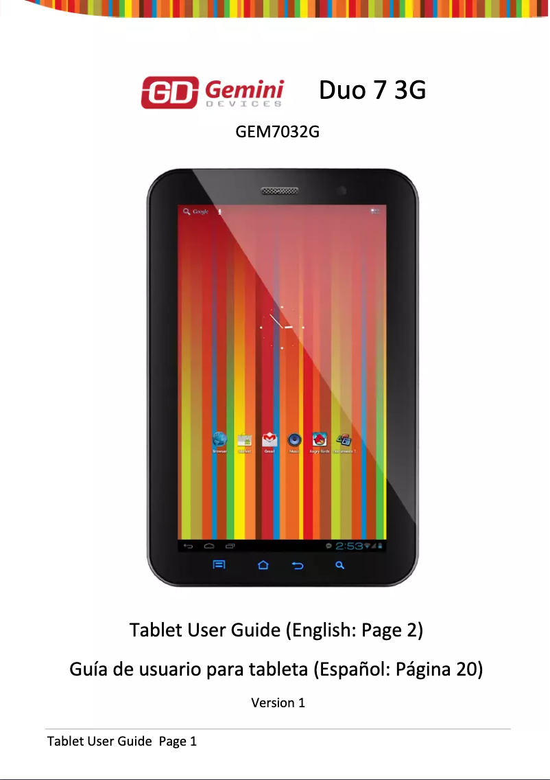 Page 1 de la notice Manuel utilisateur Gemini Duo 7 3G Tablet GEM7032G