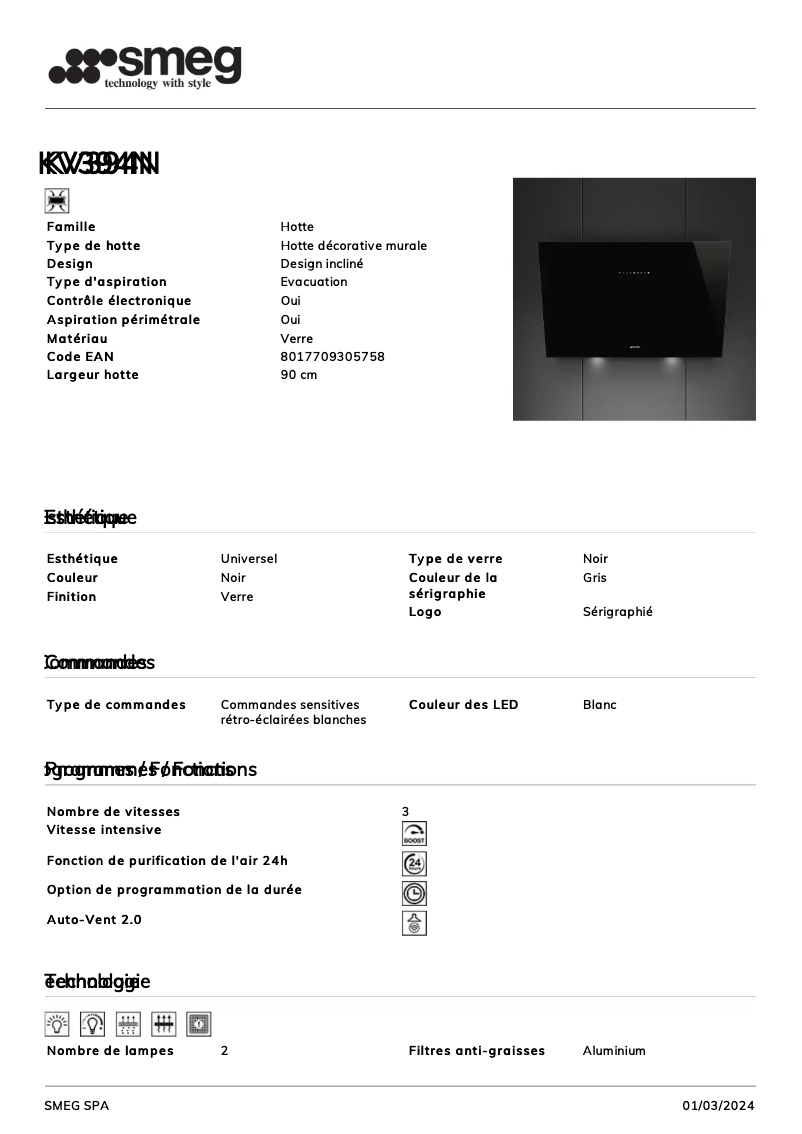 First page image of the manual for KV394N