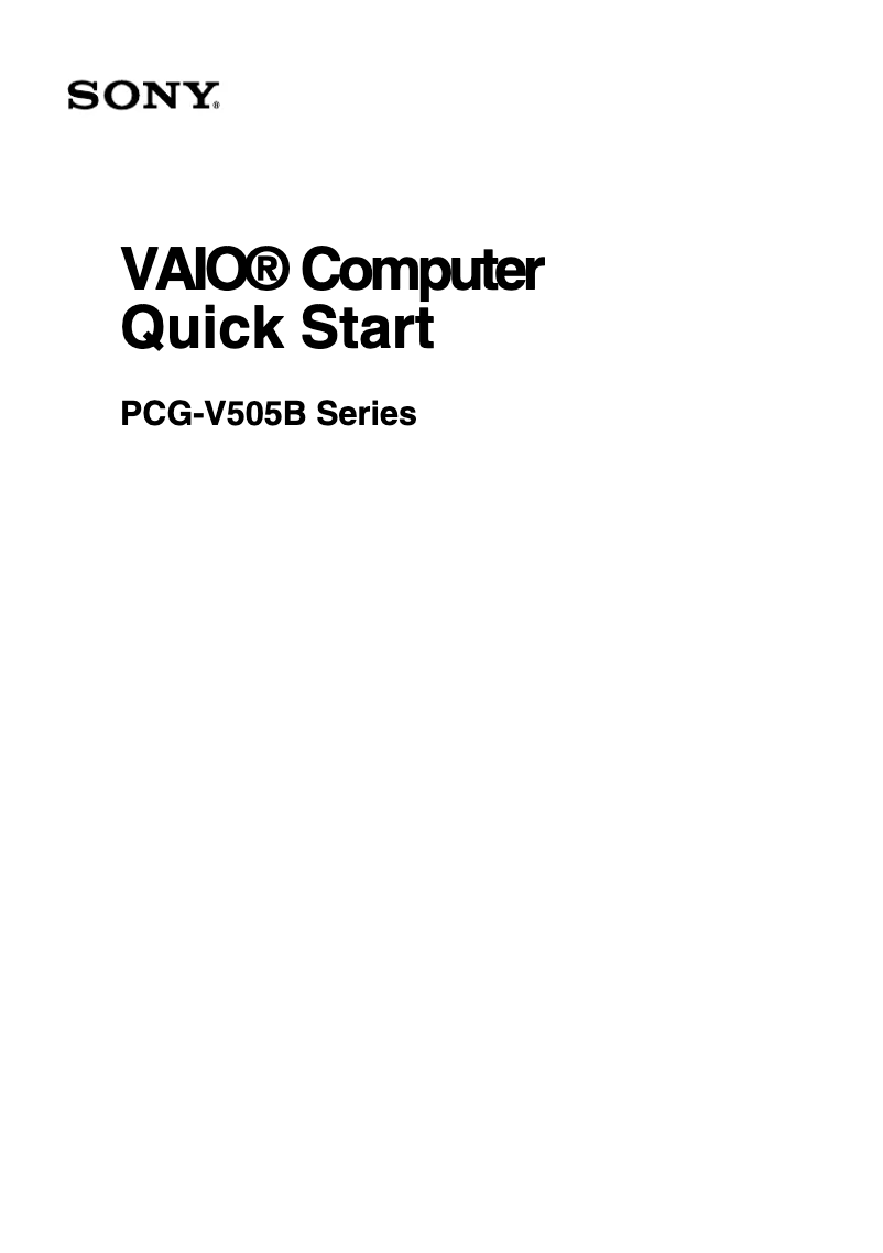 First page image of the manual for Vaio PCG-V505BC