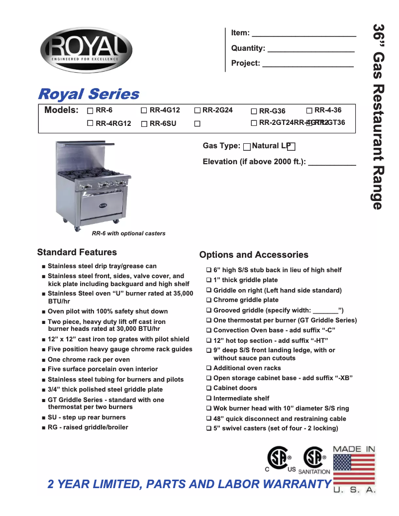 Page 1 of the manual User Manual Royal Range RR-6