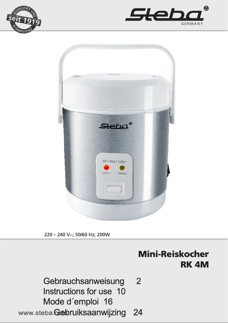 First page image of the manual for RK 4 M