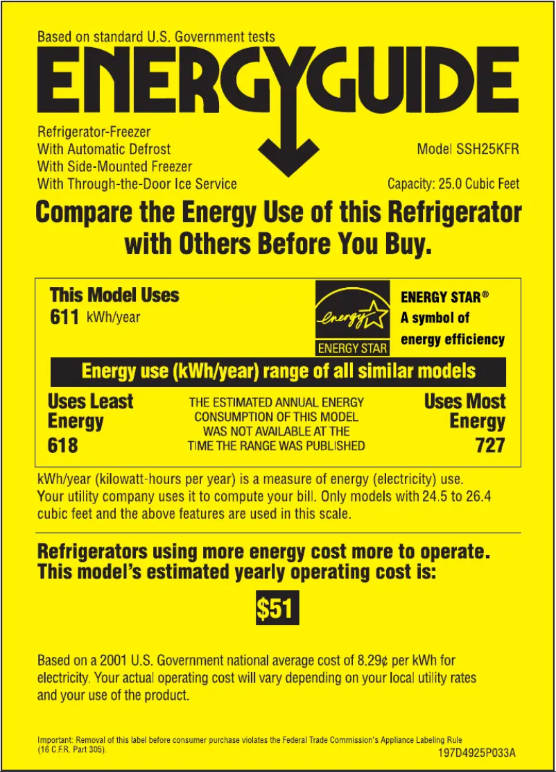 First page image of the manual for SSH25KFRWW