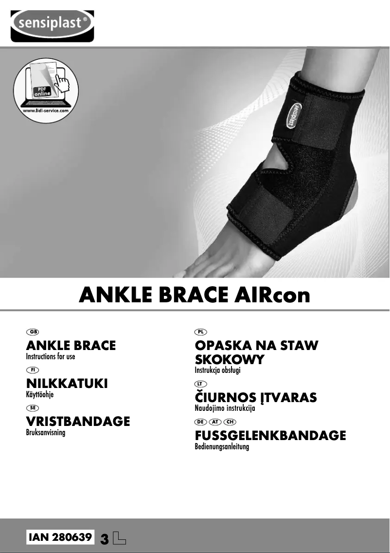 Page 1 of the manual User Manual Sensiplast IAN 280639