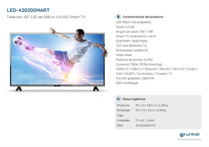 Page 1 of the manual User Manual Grunkel LED-42020SMART