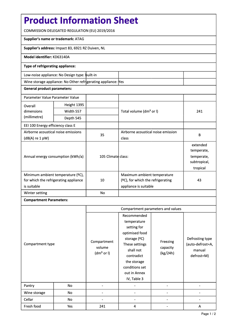 First page image of the manual for KD63140A