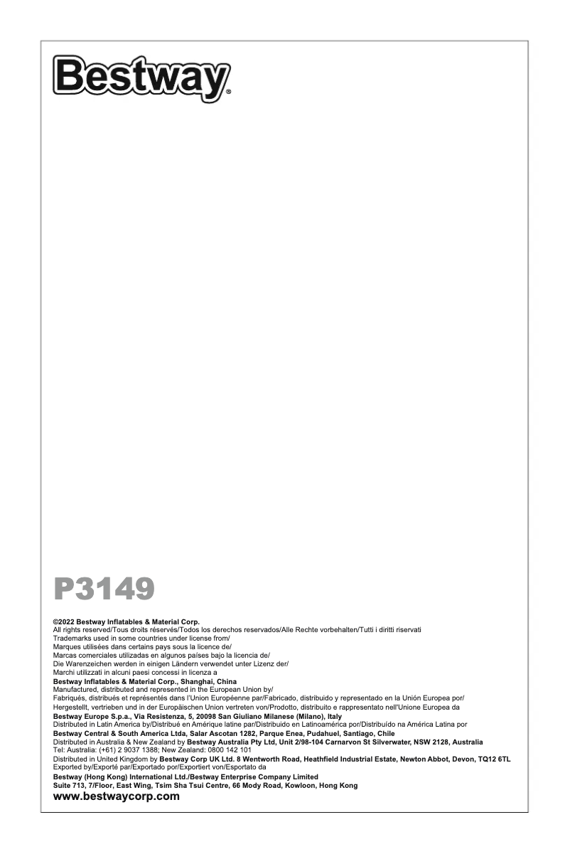 Page 1 of the manual User Manual Bestway 69075