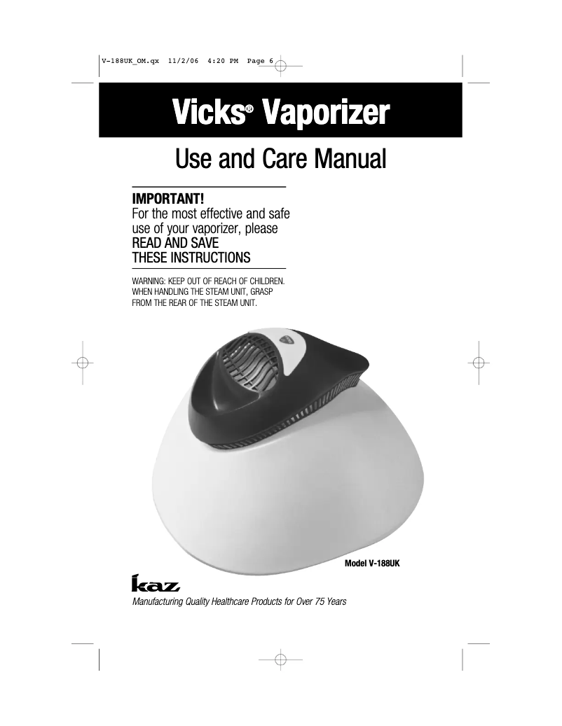 First page image of the manual for V 188