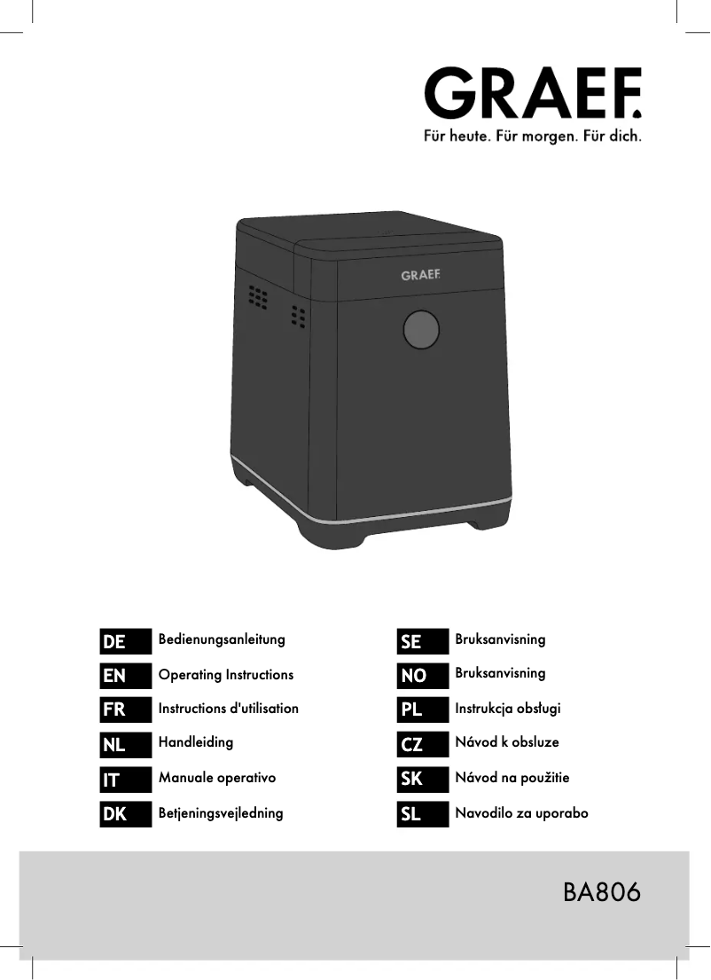 Page 1 of the manual User Manual Graef BA806