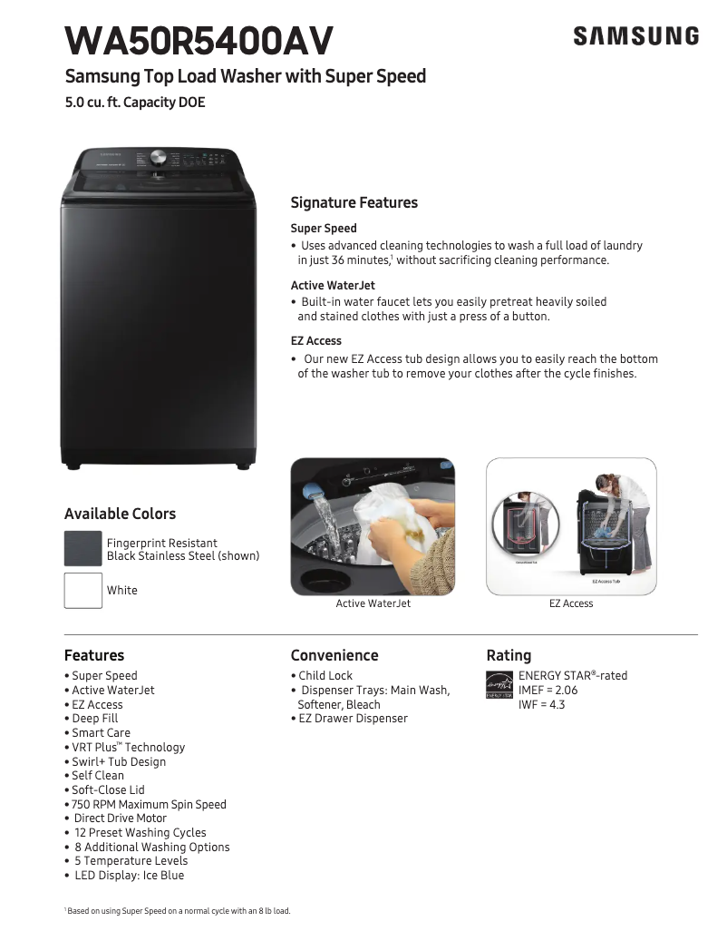 First page image of the manual for WA50R5400AV
