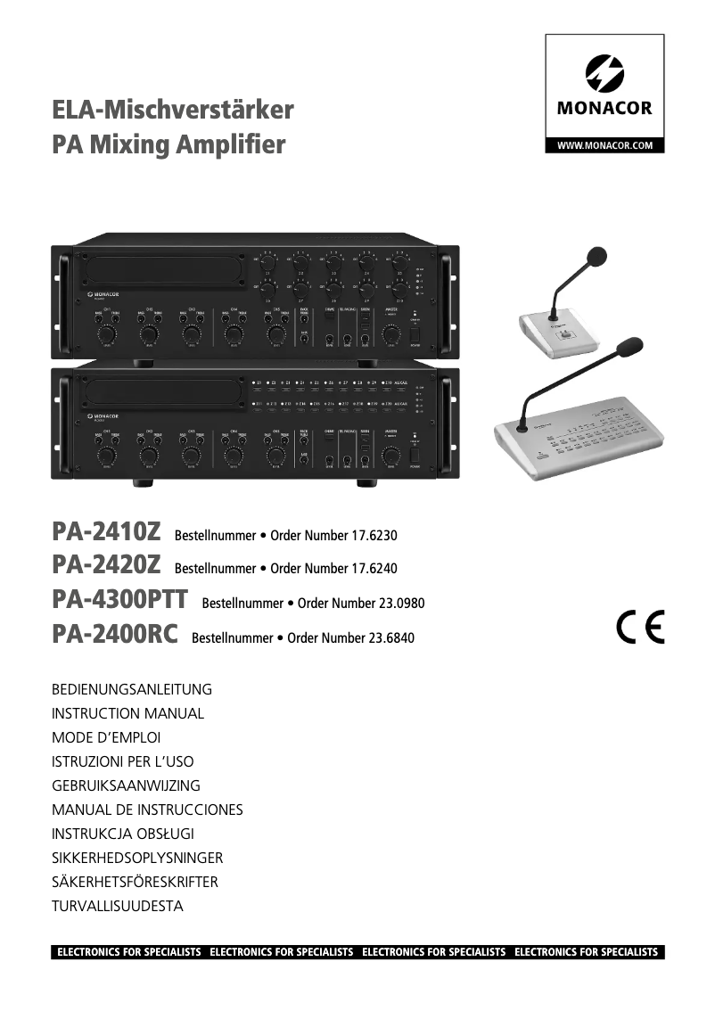 First page image of the manual for PA-4300PTT