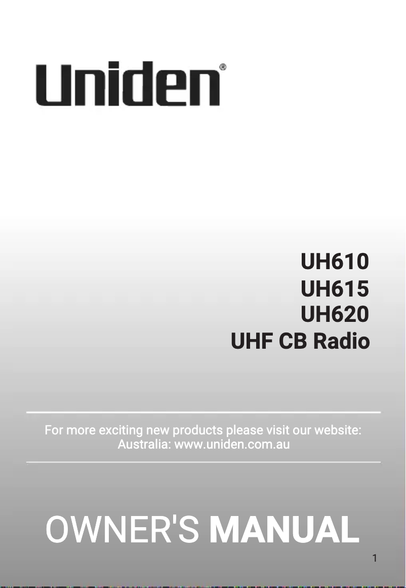 First page image of the manual for UH615